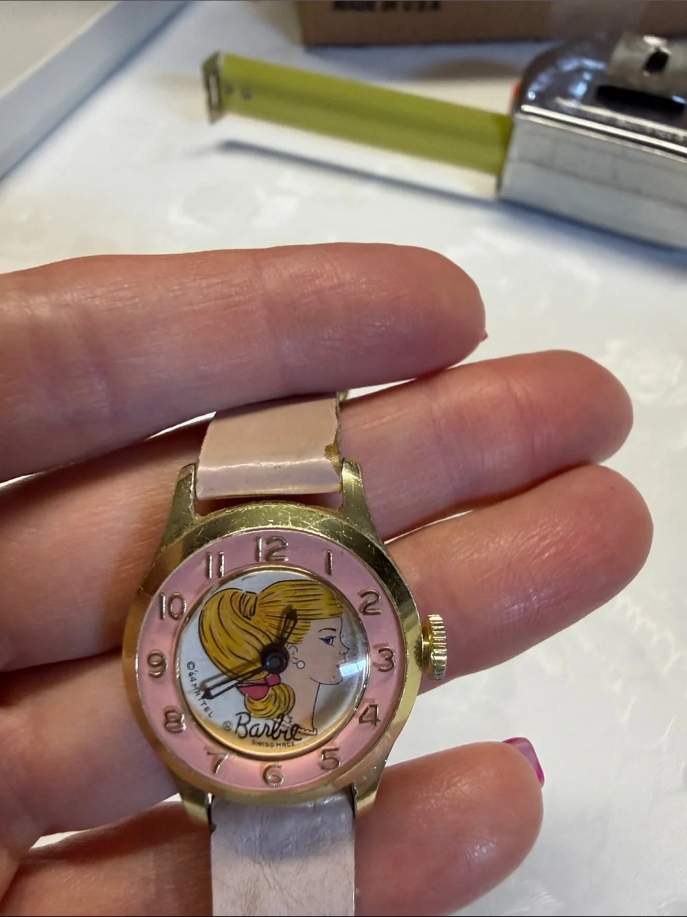 Vintage Pink Leather Barbie Watch